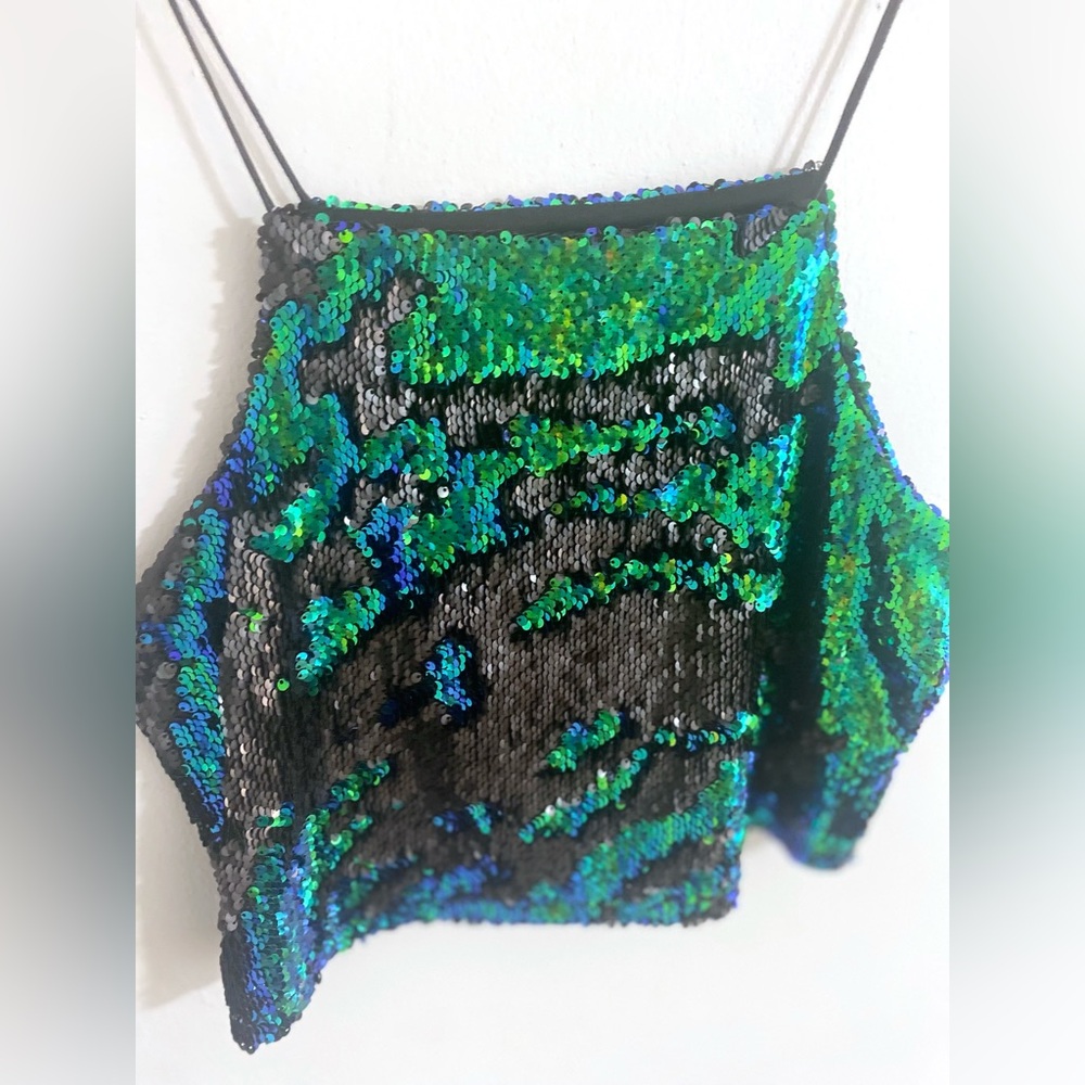 Cropped Cami Top Mermaid Color Changing Sequin